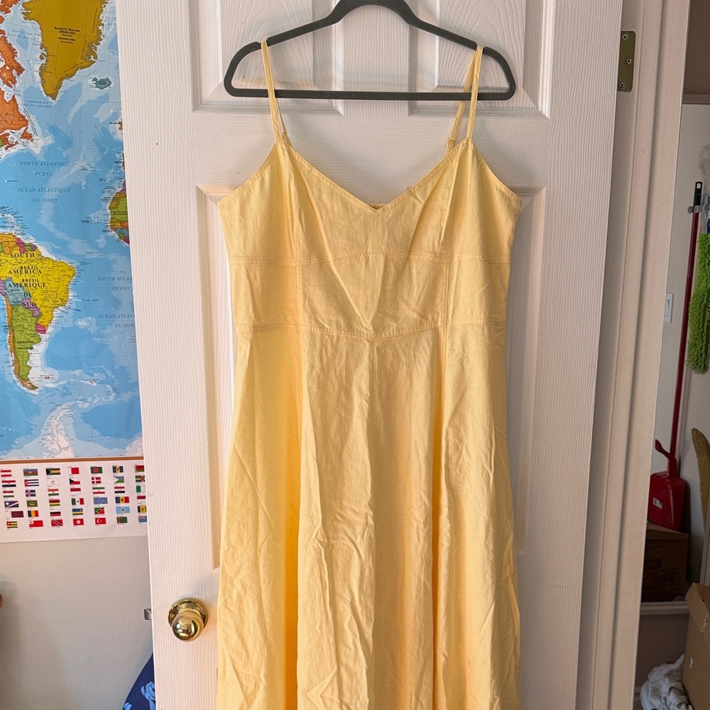 GAP Pale Yellow Spaghetti-Strap Maxi Dress
